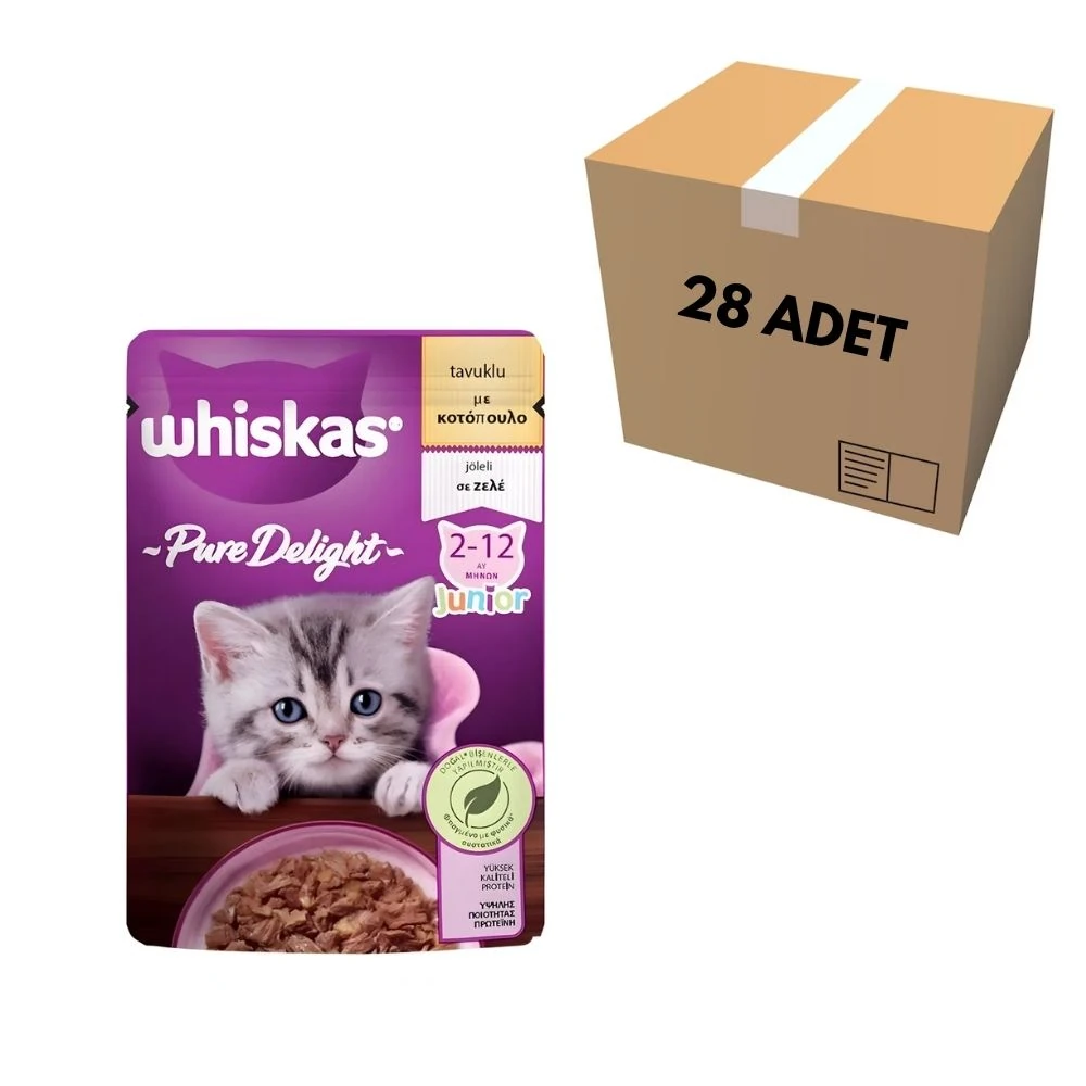 Whiskas Pure Delight Tavuklu Yavru Kedi Pouch 85 GR (28 Adet)