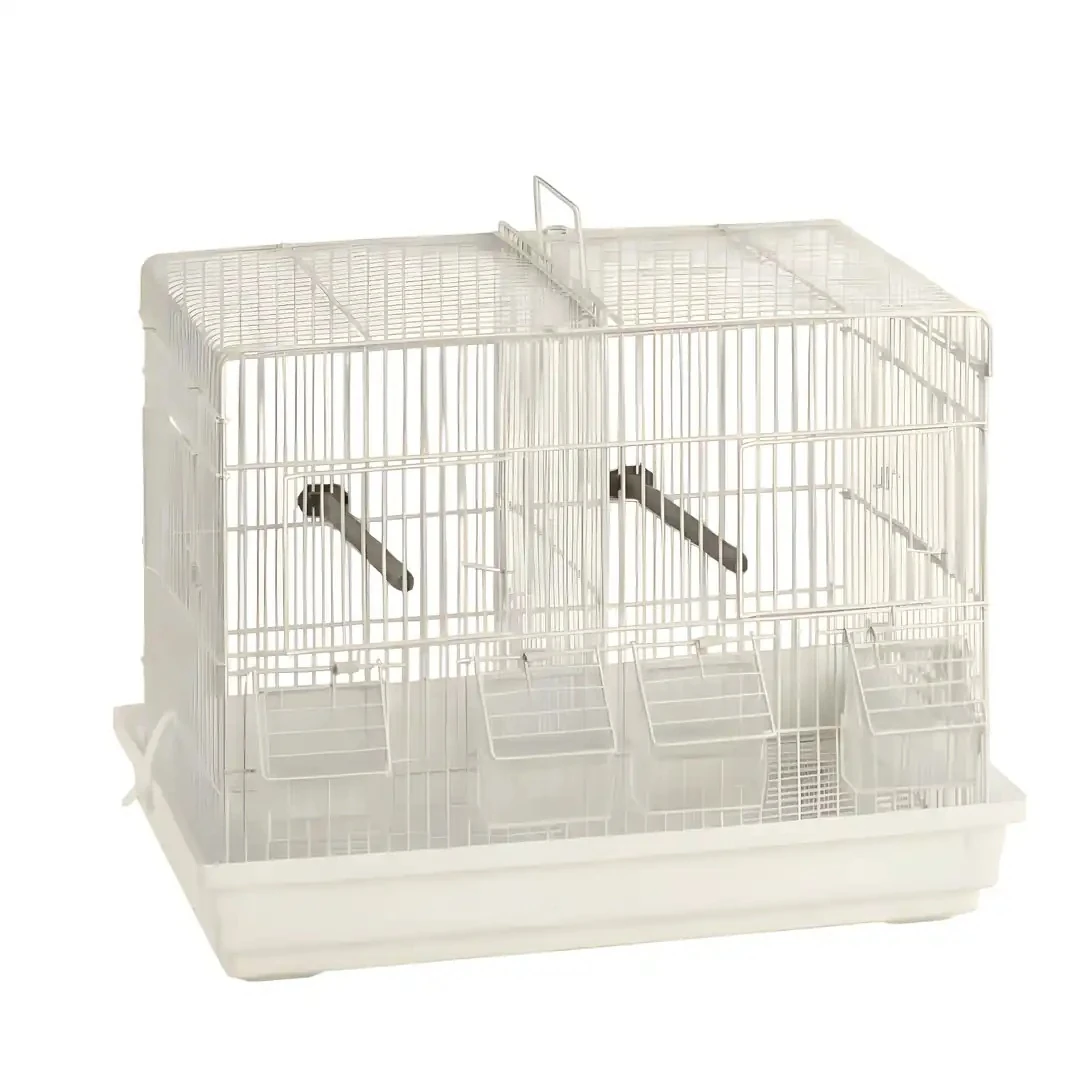 Çifthane Bölmeli Beyaz Kuş Kafesi