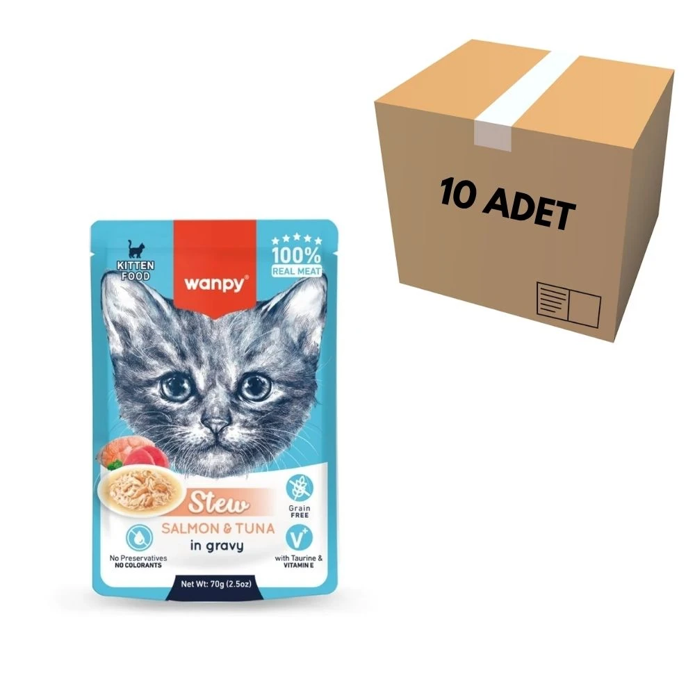 Wanpy Somonlu & Ton Balıklı Kedi Pouch 70 GR (10 Adet)