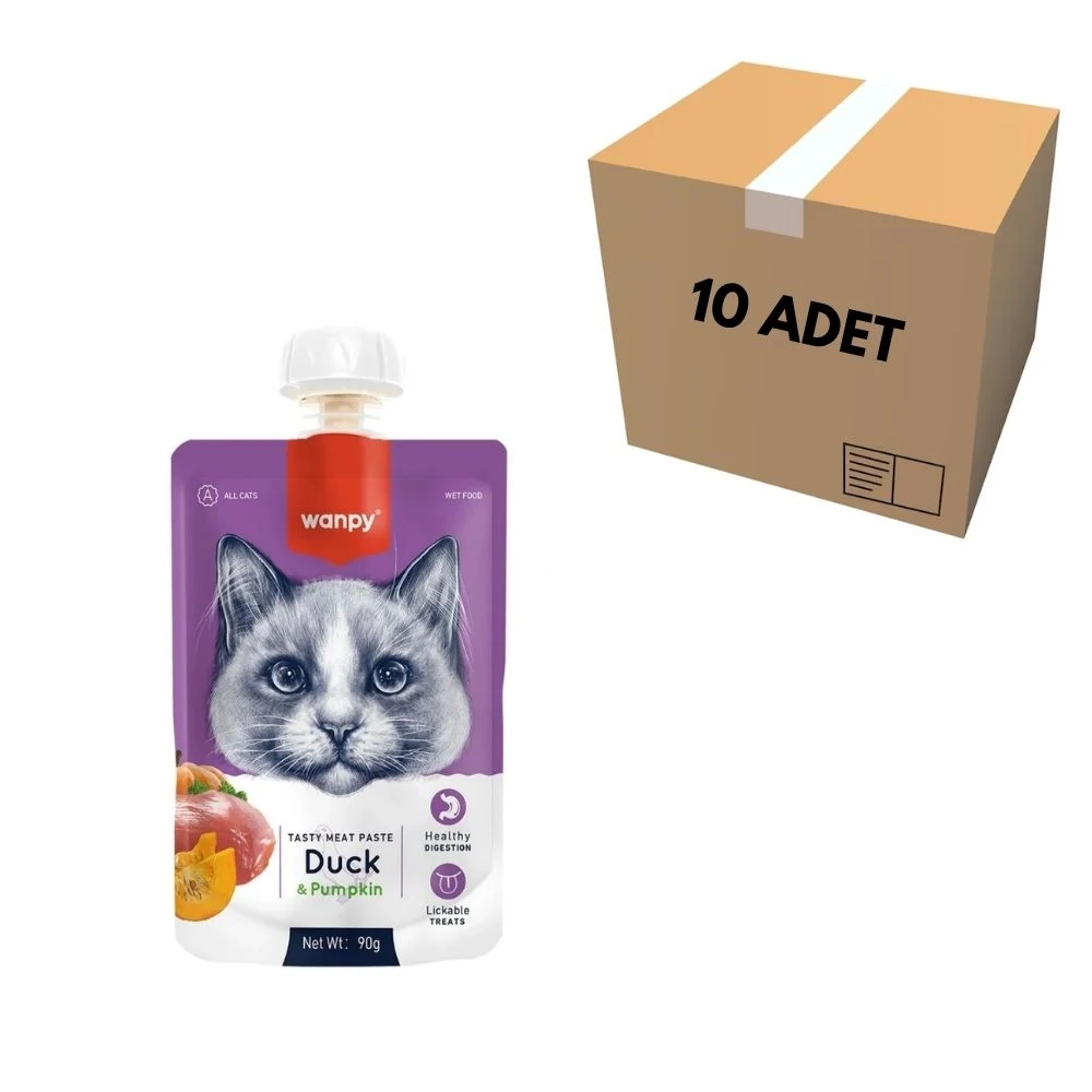 Wanpy Ördekli & Bal Kabaklı Kedi Et Ezmesi 90 GR (10 Adet)