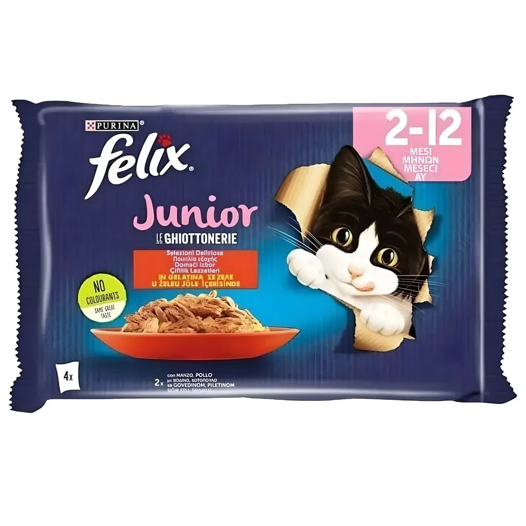 Purina Felix Tavuk & Sığır Etli Yavru Kedi Yaş Mama 4x85 GR