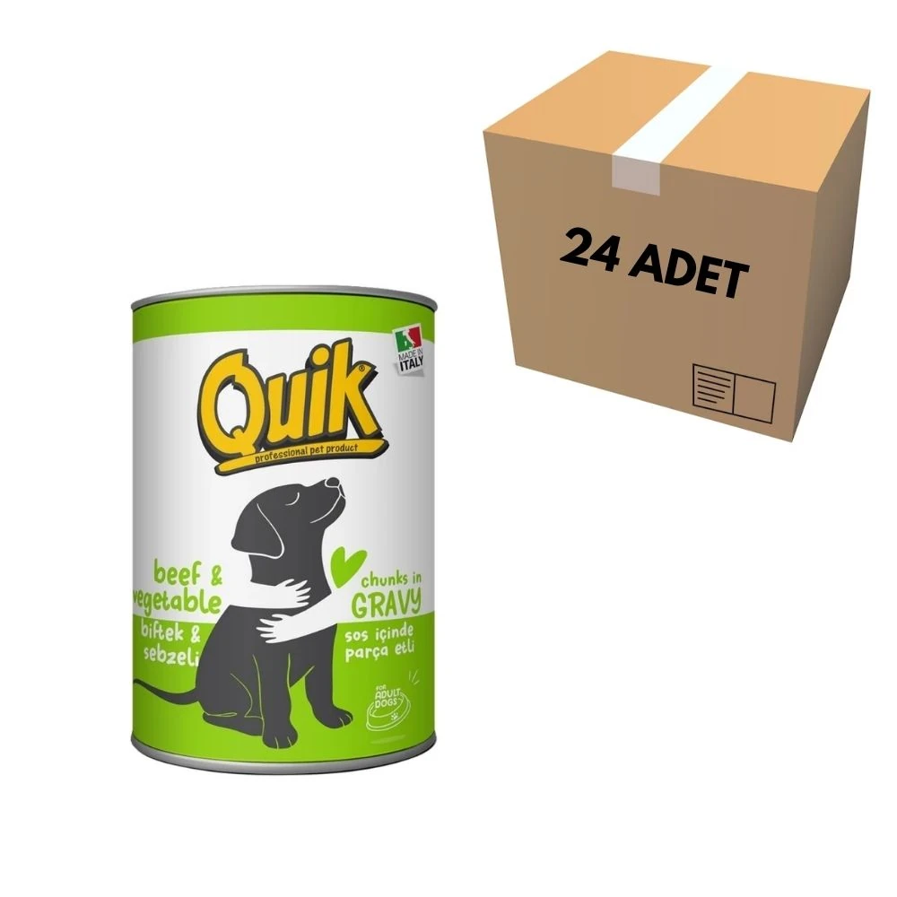 Quik Biftekli & Sebzeli Köpek Konserve 415 GR (24 Adet)
