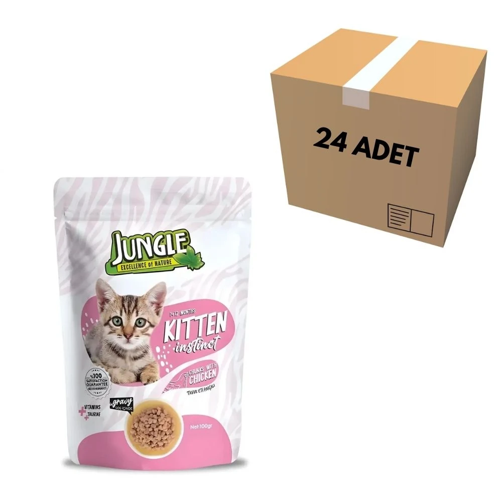 Jungle Tavuklu Yavru Kedi Pouch 100 GR (24 Adet)