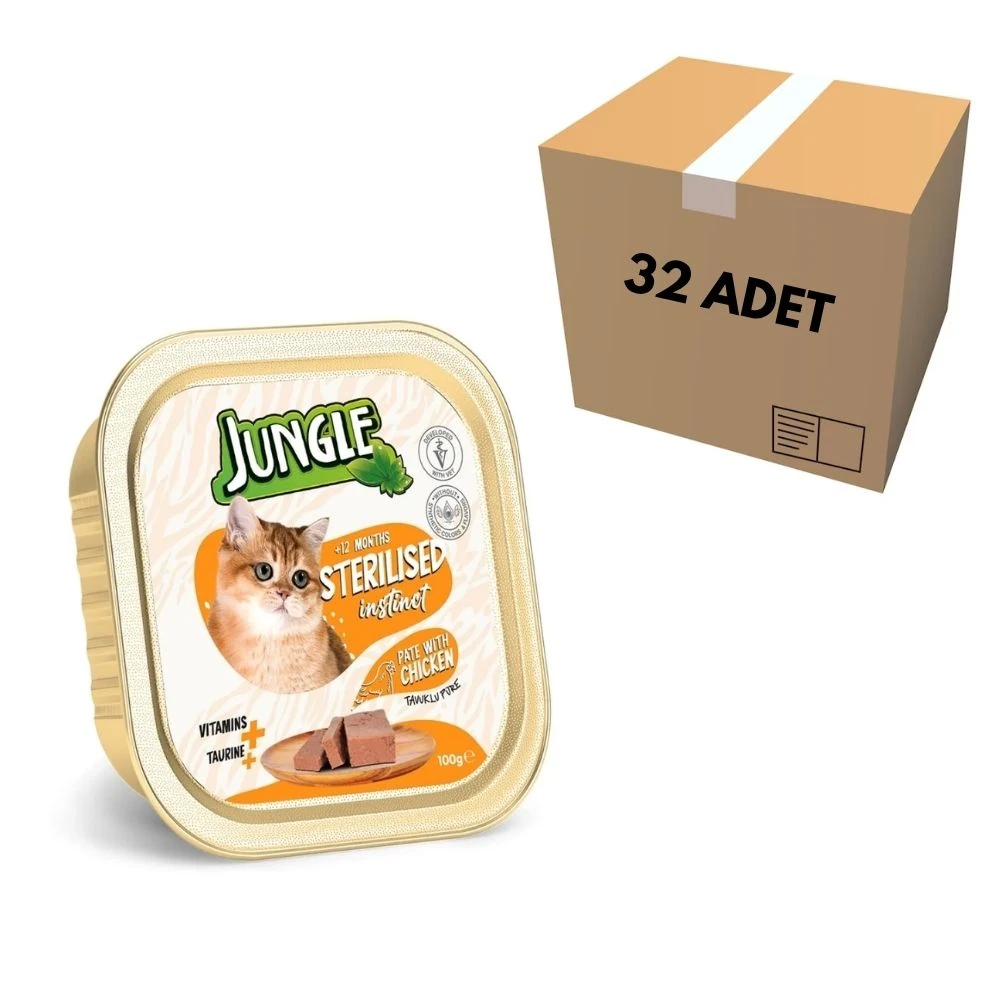 Jungle Tavuklu Kısır Kedi Ezme/Pate 100 GR (32 Adet)