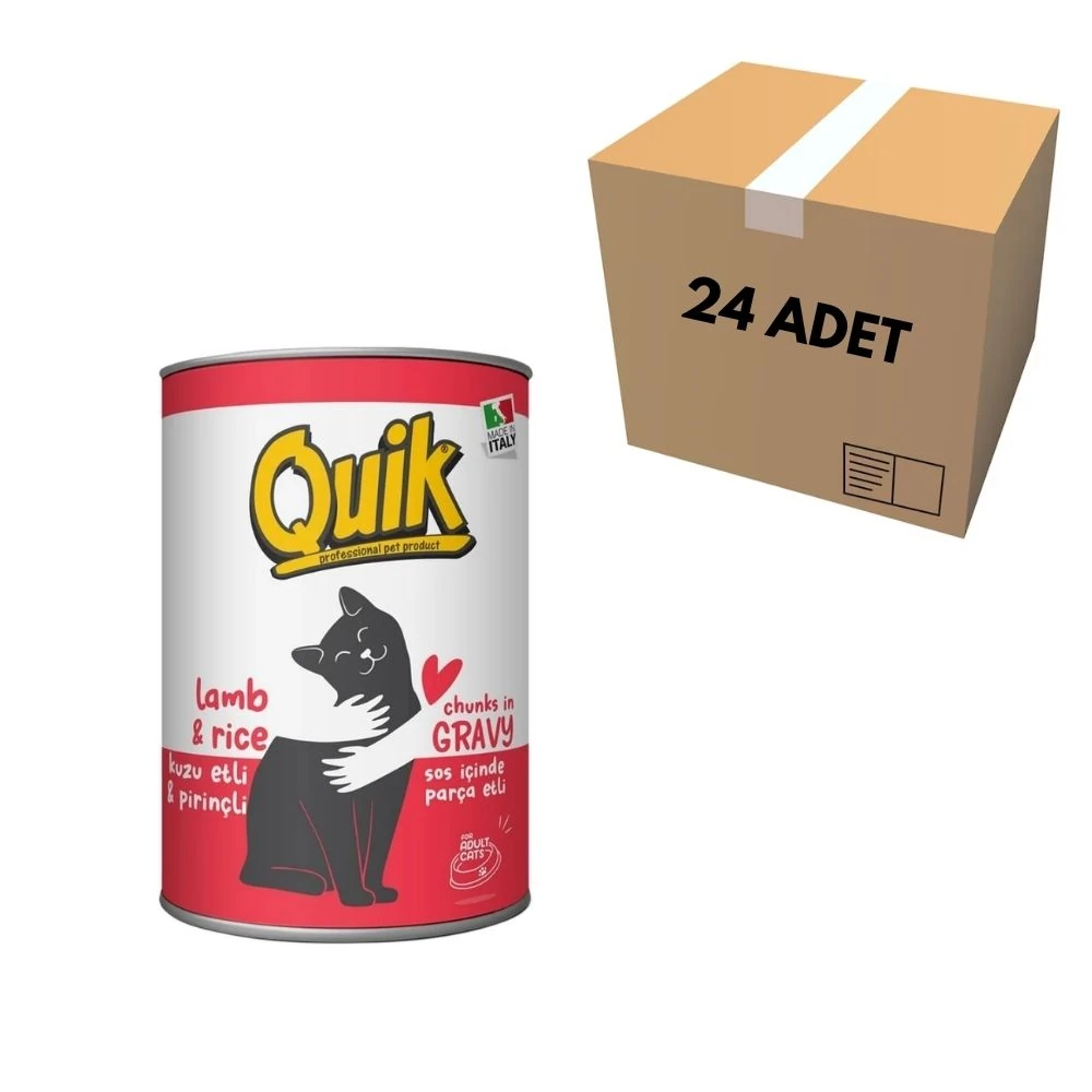 Quik Kuzu Etli & Pirinçli Kedi Konserve 415 GR (24 Adet)