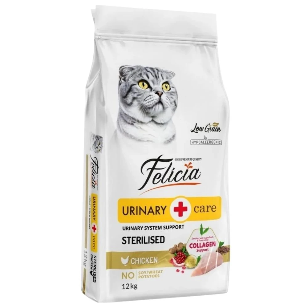 Felicia Tavuklu Az Tahıllı HypoAllergenic Kısırlaştırılmış Kedi Maması 12 KG