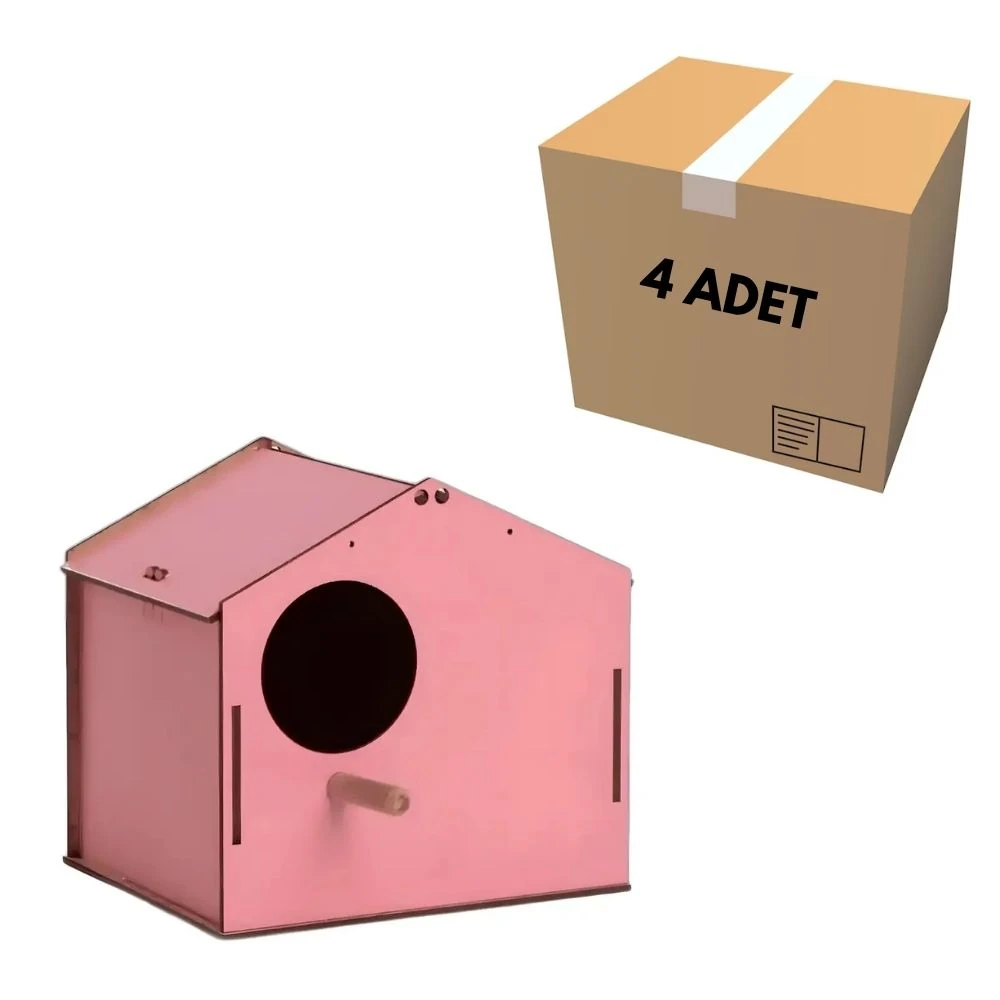 Çatılı Muhabbet Kuşu Yuvası (4 Adet)