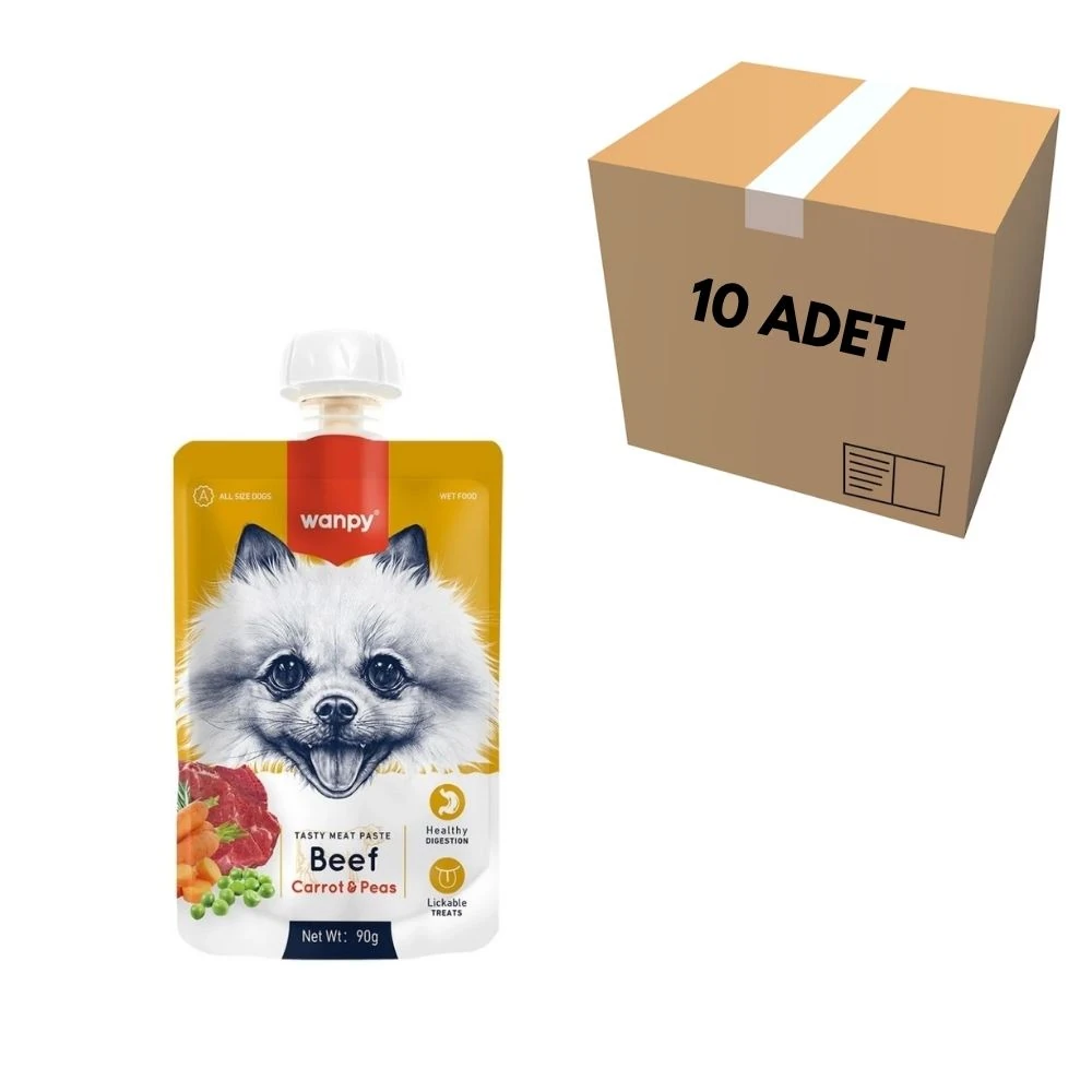 Wanpy Taze Sığır Etli & Havuçlu Köpek Et Ezmesi 90 GR (10 Adet)