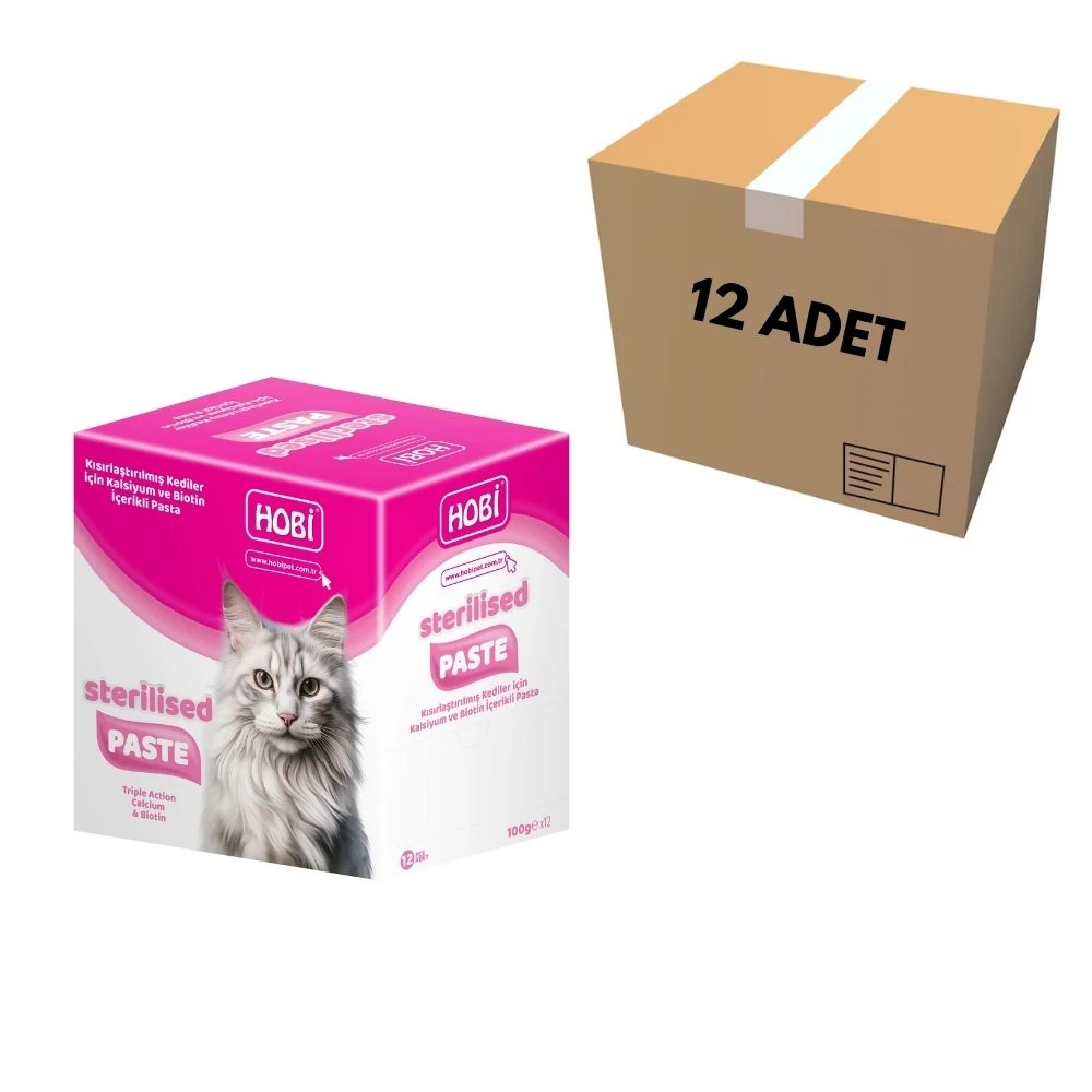 Hobi Sterilised Paste Kısır Kediler İçin Kalsiyum Ve Biotin Pastası 100 GR (12 Adet)