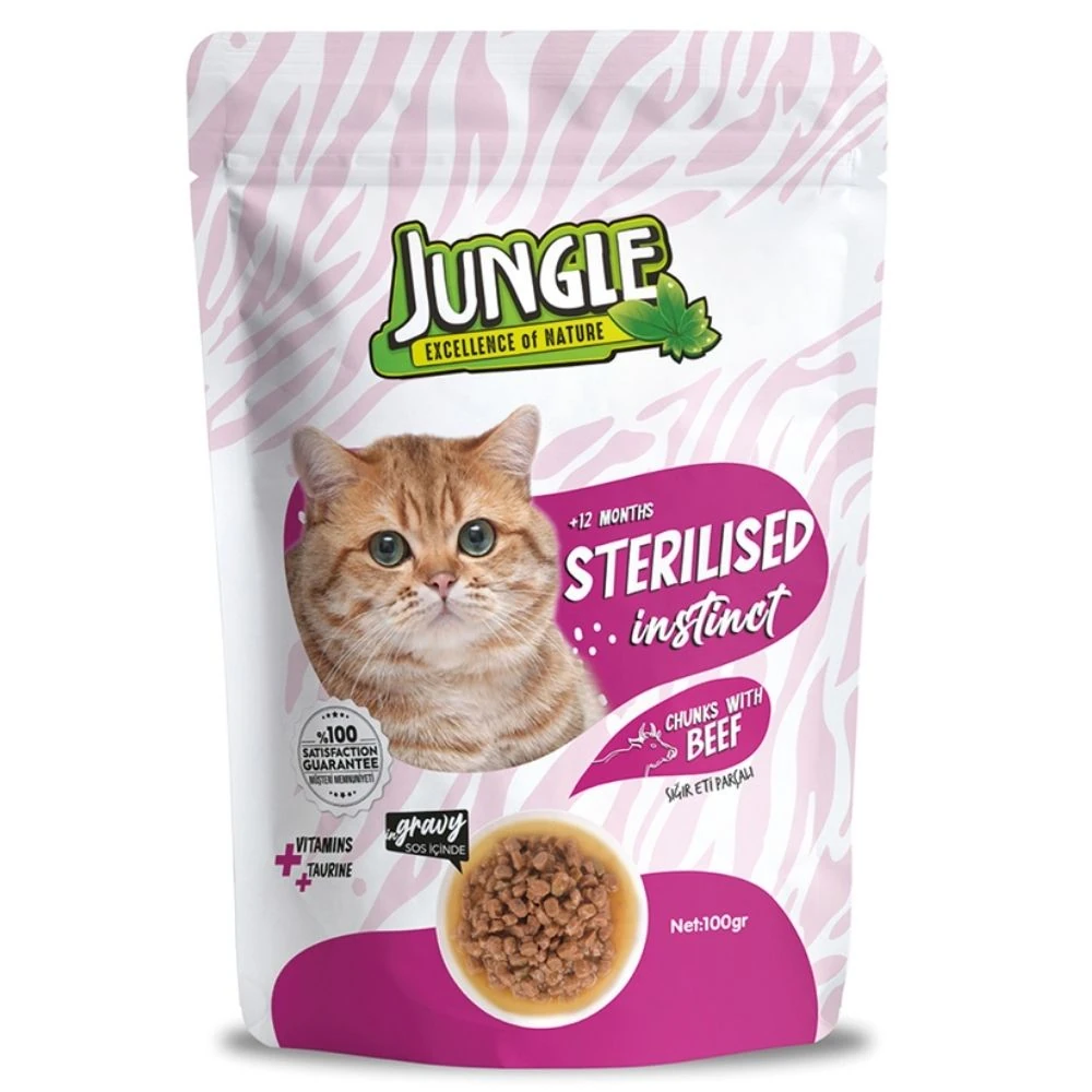 Jungle Biftekli Kısır Kedi Pouch 100 GR