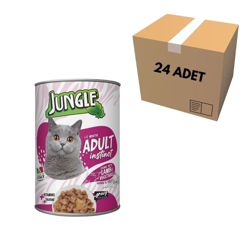 Jungle Kuzu Etli & Sebzeli Kedi Konserve 415 GR (24 Adet)