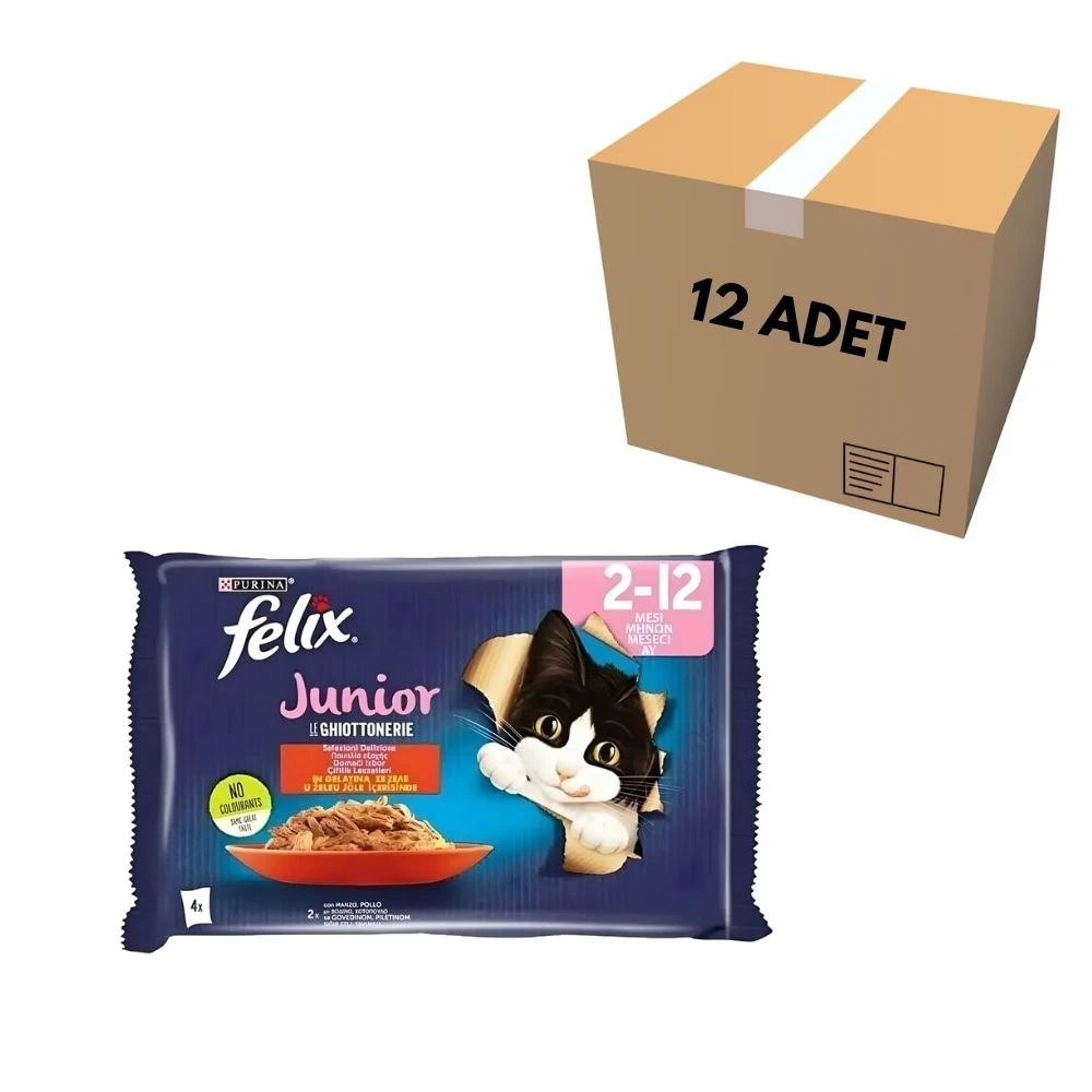 Purina Felix Tavuk & Sığır Etli Yavru Kedi Yaş Mama 4x85 GR (12 Adet)