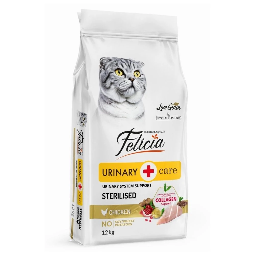 Felicia Tavuklu Az Tahıllı HypoAllergenic Kısırlaştırılmış Kedi Maması 12 KG