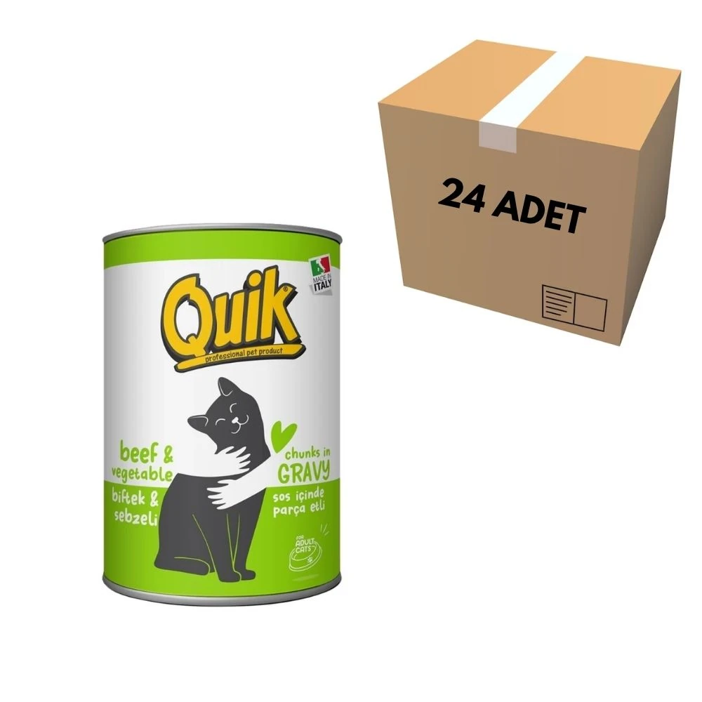 Quik Biftekli & Sebzeli Kedi Konserve 415 GR (24 Adet)