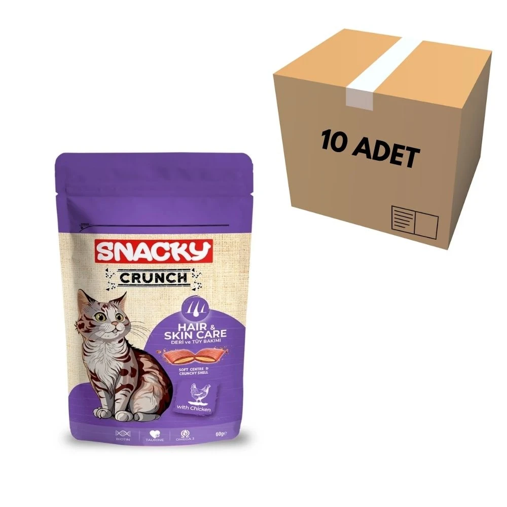 Snacky Hair-Skin Tavuklu Kedi Crunch Ödül 60 GR (10 Adet)