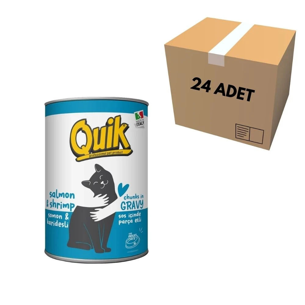 Quik Somonlu & Karidesli Kedi Konserve 415 GR (24 Adet)
