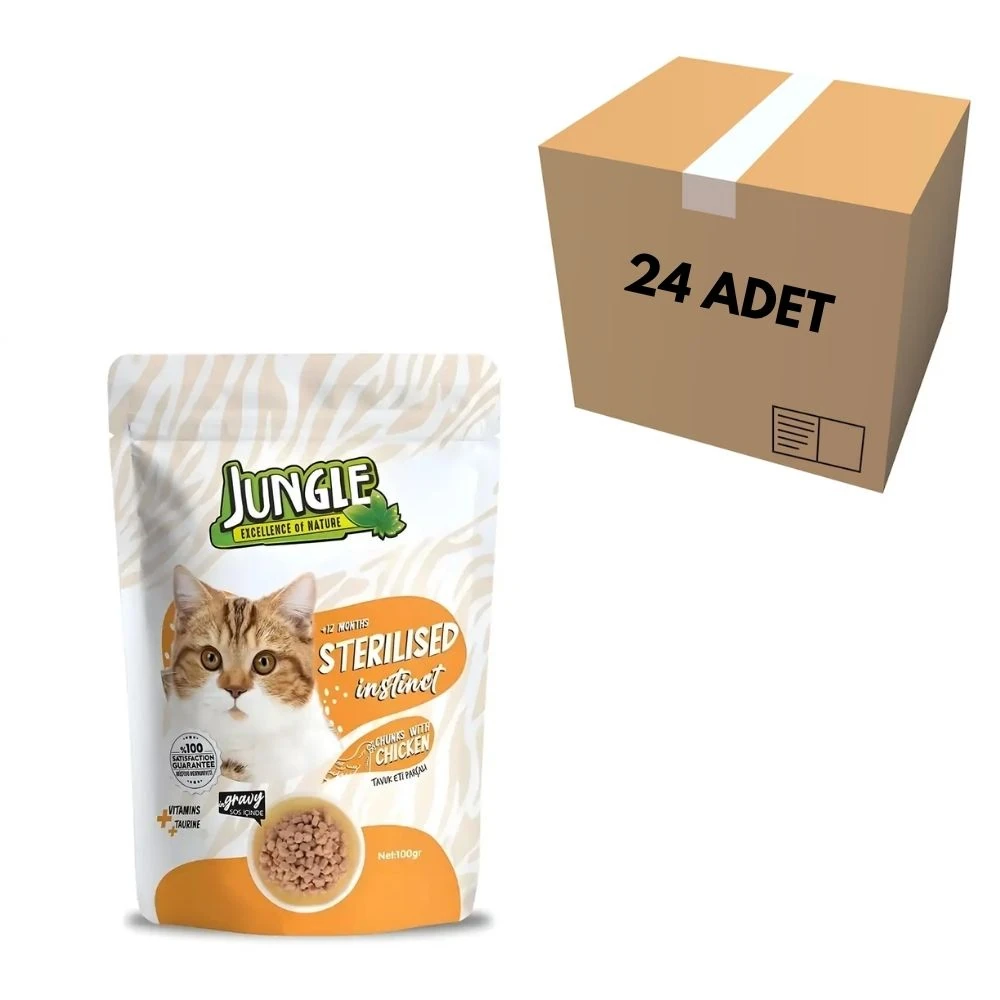 Jungle Tavuklu Kısır Kedi Pouch 100 GR (24 Adet)