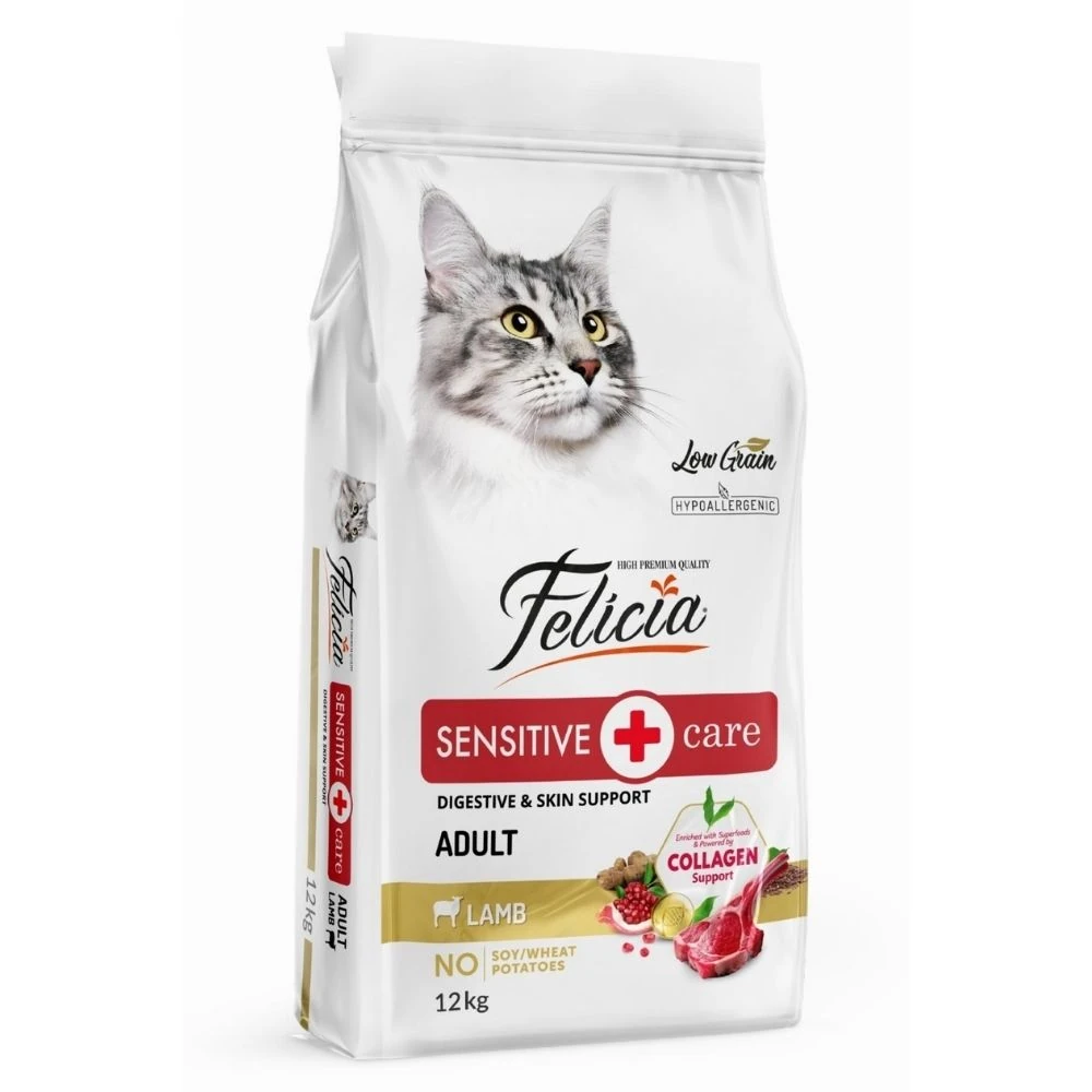 Felicia Kuzu Etli Az Tahıllı HypoAllergenic Yetişkin Kedi Maması 12 KG