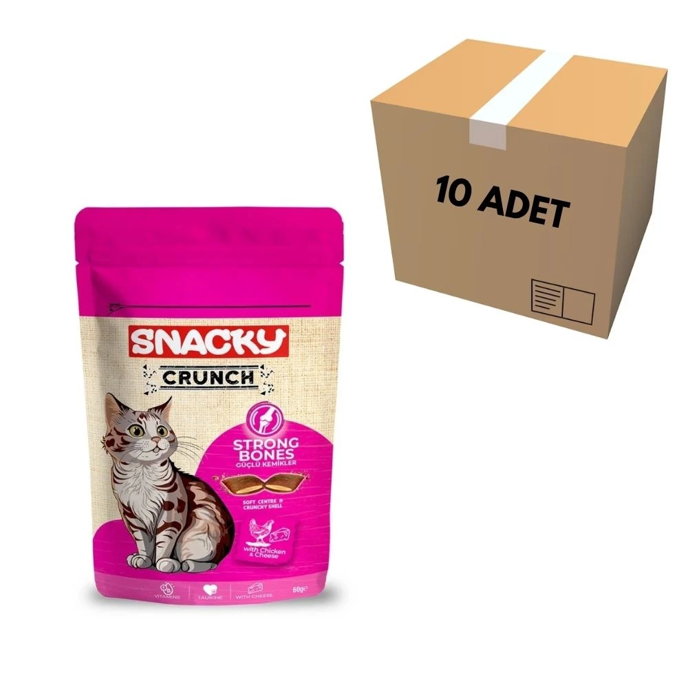 Snacky Strong Bones Tavuklu & Peynirli Kedi Crunch Ödül 60 GR (10 Adet)