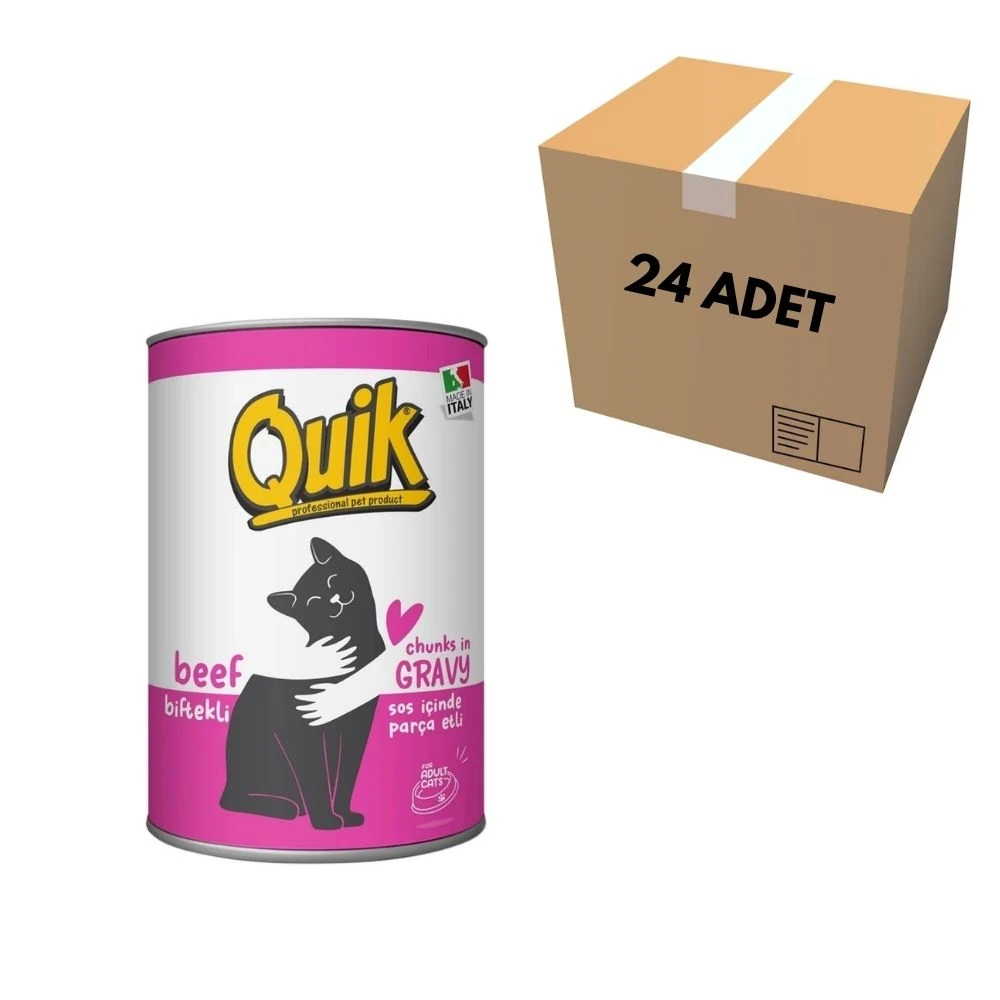 Quik Biftekli Kedi Konserve 415 GR (24 Adet)