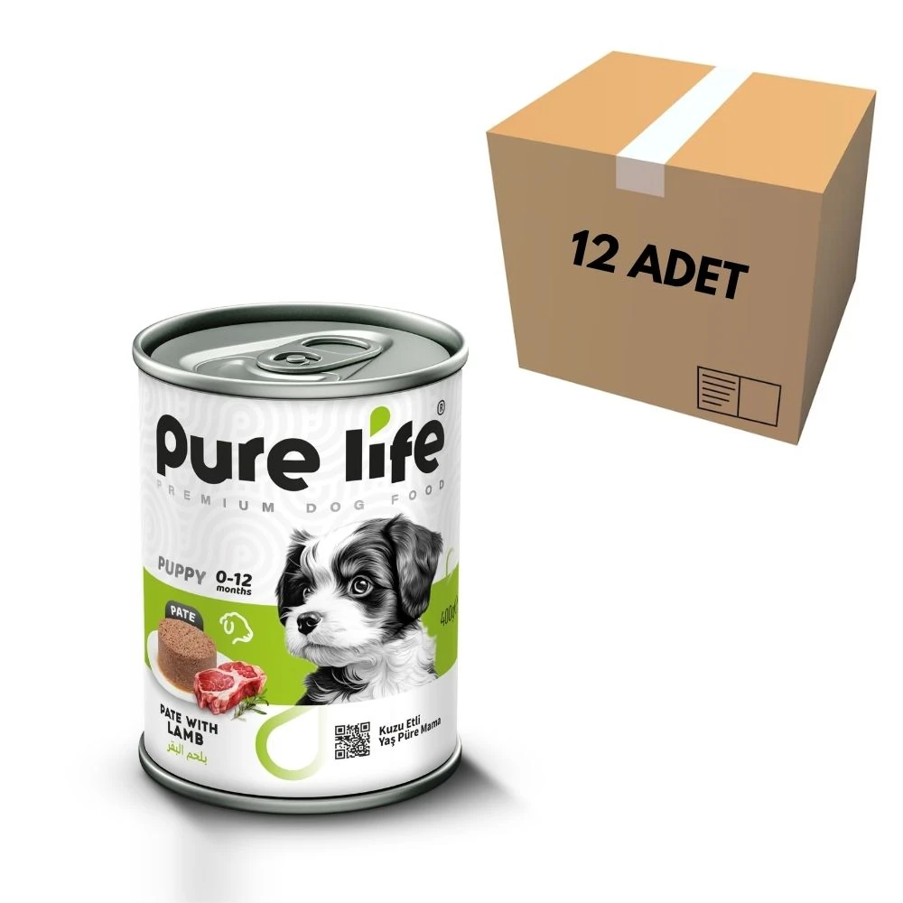 Purelife Kuzu Etli Yavru Köpek Konservesi 400 GR (12 Adet)