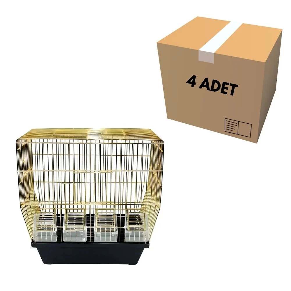 Pirinç Kanarya Kafesi Camlı 4 Yemlik 3 Kapı (4 Adet)