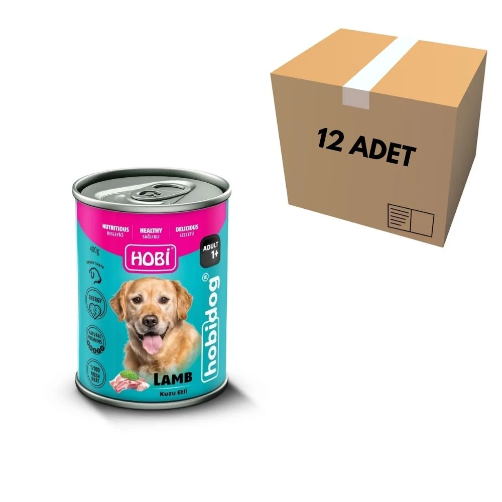 Hobi Kuzu Etli Yetişkin Köpek Konservesi 400 GR (12 Adet)