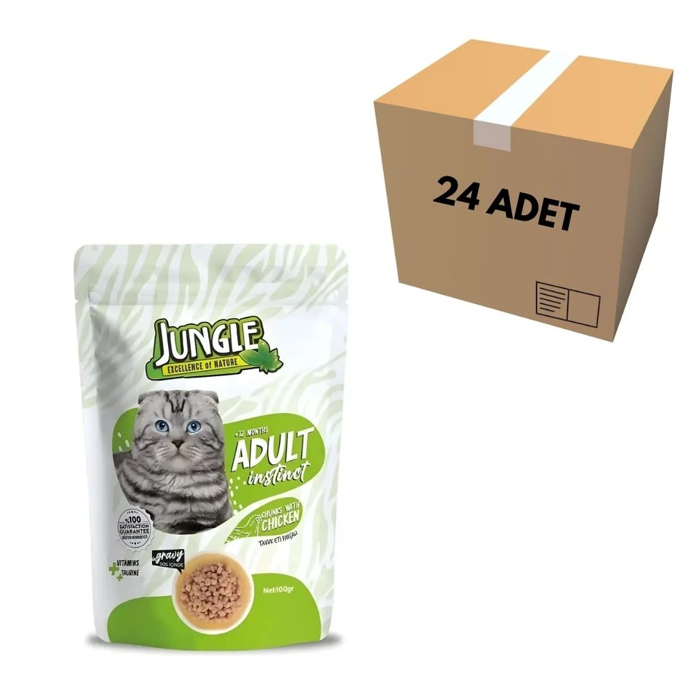 Jungle Tavuklu Kedi Pouch 100 GR (24 Adet)