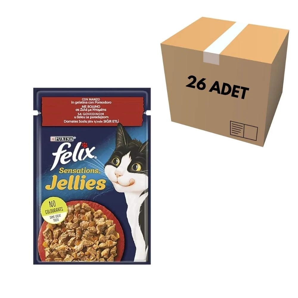 Purina Felix Sığır Etli & Domates Soslu Kedi Pouch 85 GR (26 Adet)