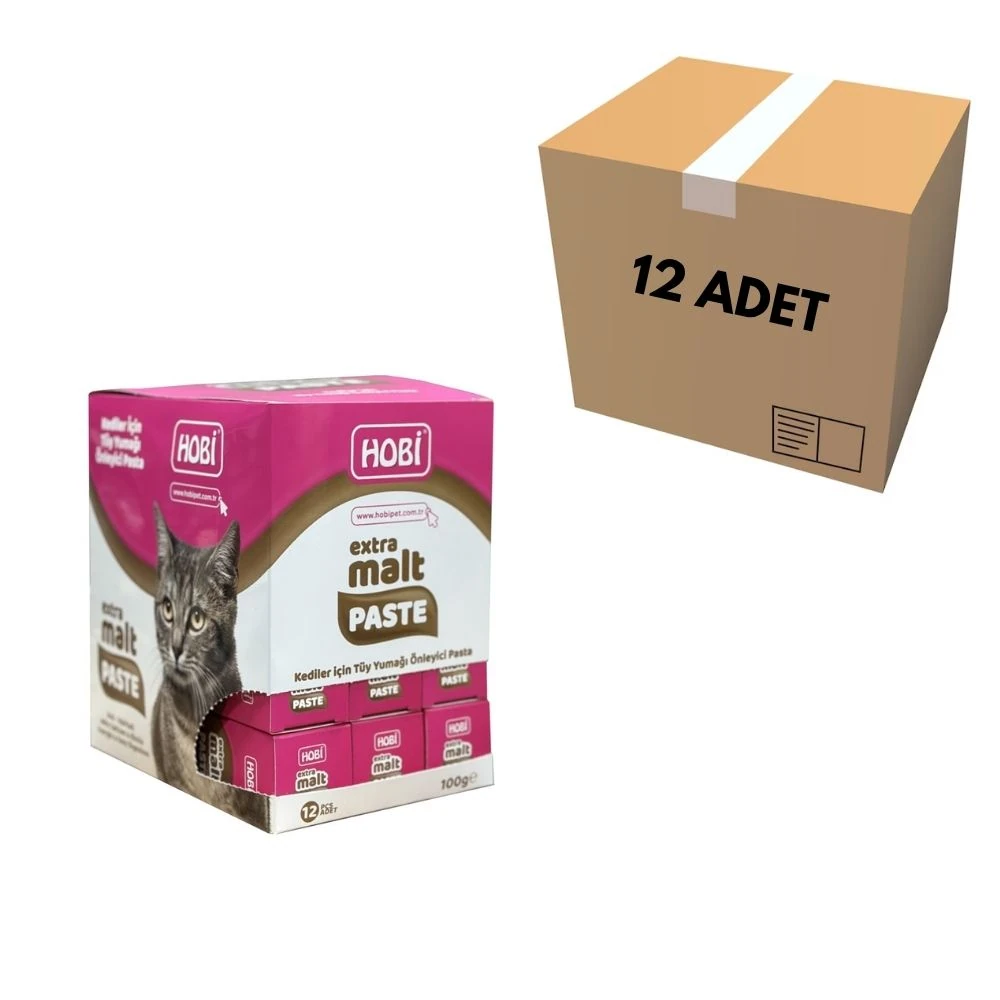 Hobi Extra Malt Paste Kediler İçin Tüy Yumağı Önleyici Pasta 100 GR (12 Adet)