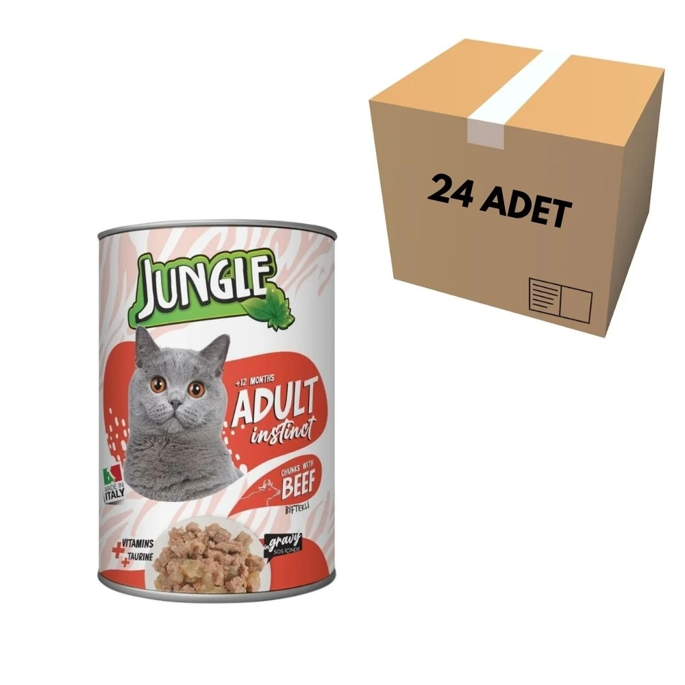 Jungle Biftekli Kedi Konserve 415 GR (24 Adet)