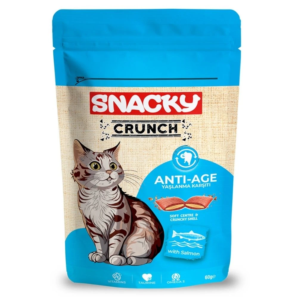 Snacky Anti-Age Somonlu Kedi Crunch Ödül 60 GR