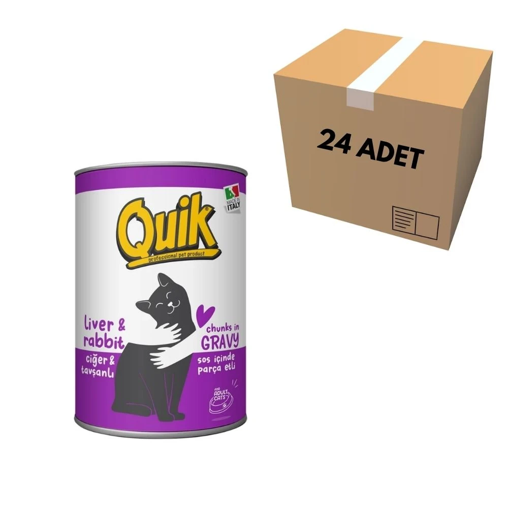 Quik Ciğerli & Tavşanlı Kedi Konserve 415 GR (24 Adet)