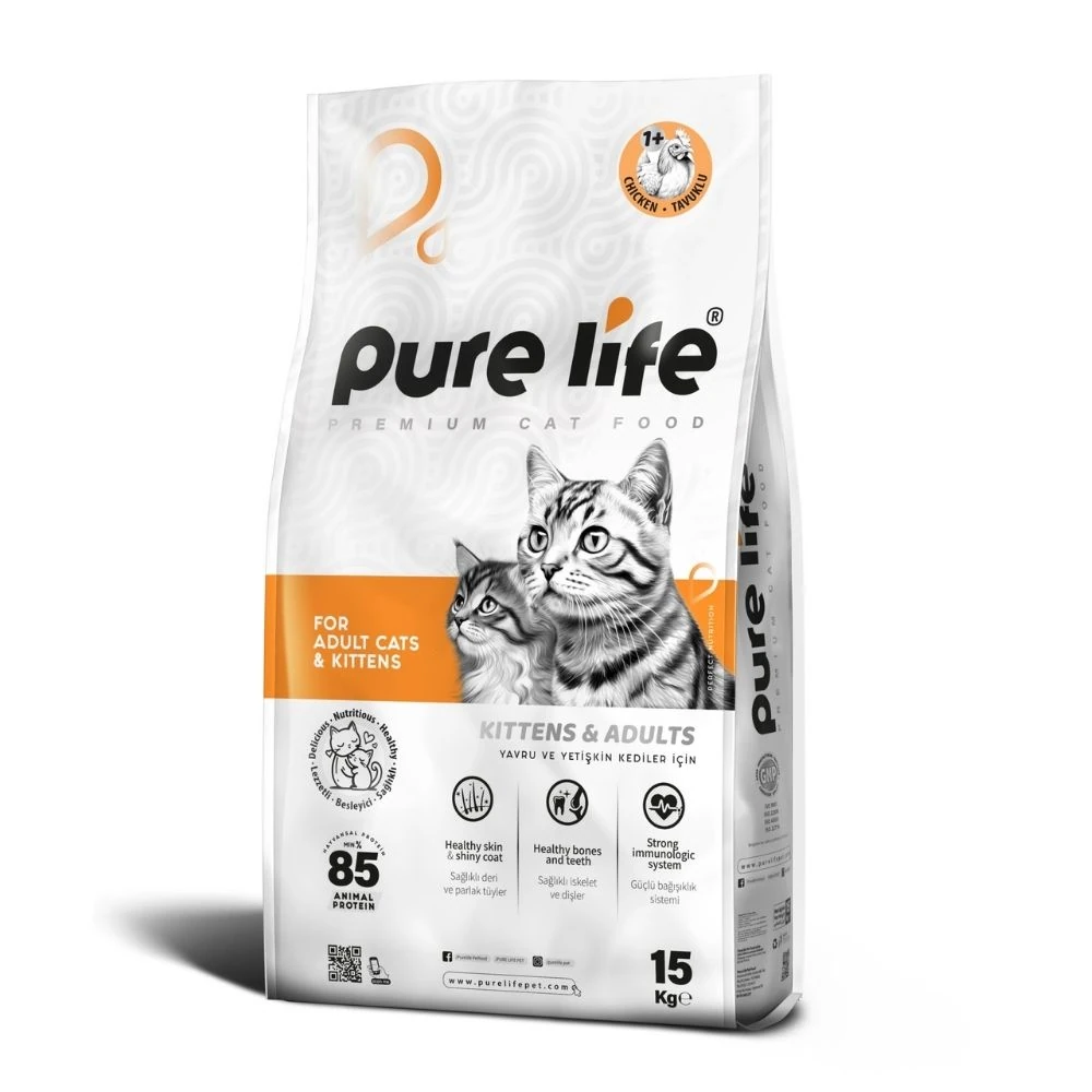 Purelife Tavuklu Yetişkin Kedi Maması 15 KG