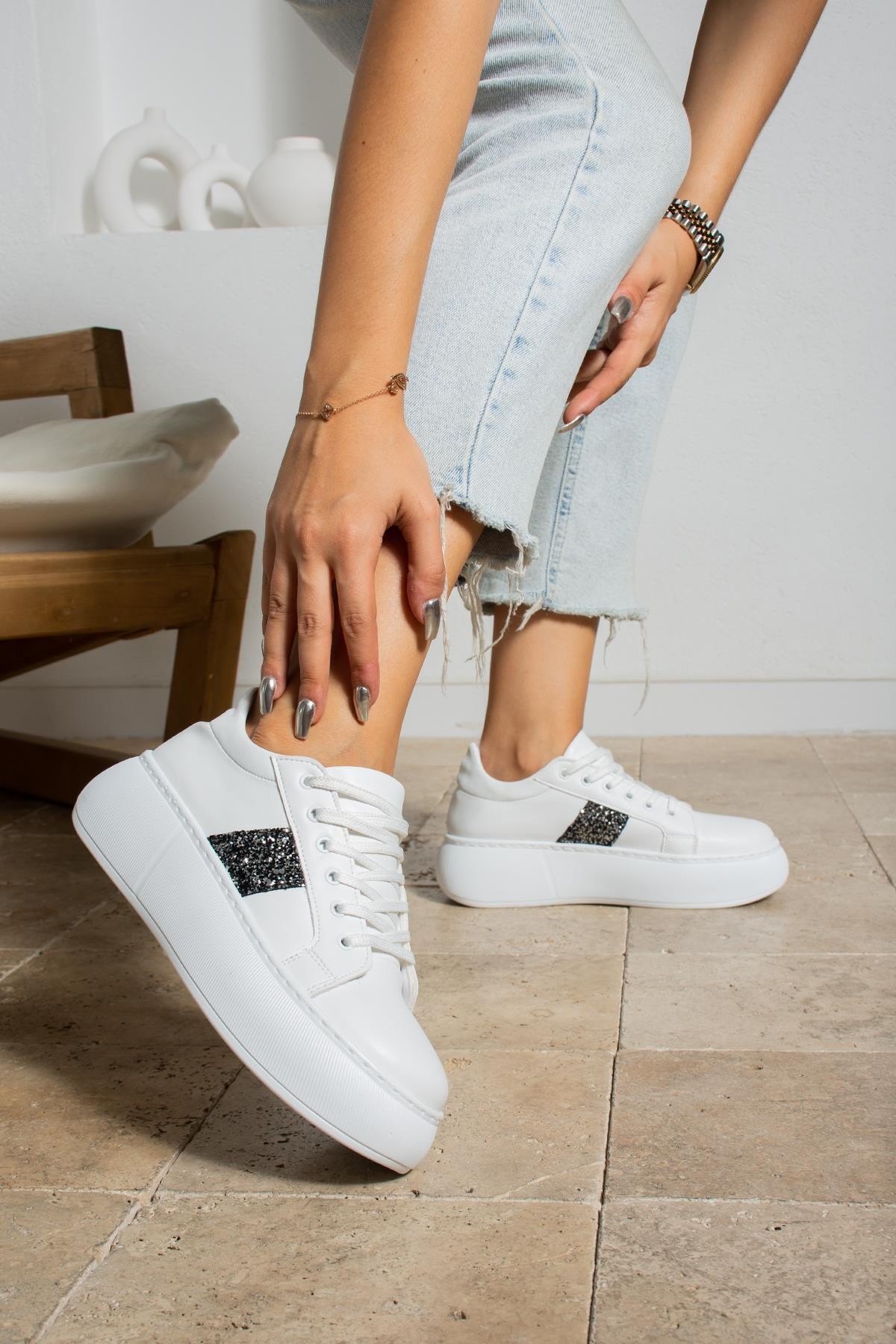 Janie Kadın Sneaker Bağcıklı ayakkabı - beyaz