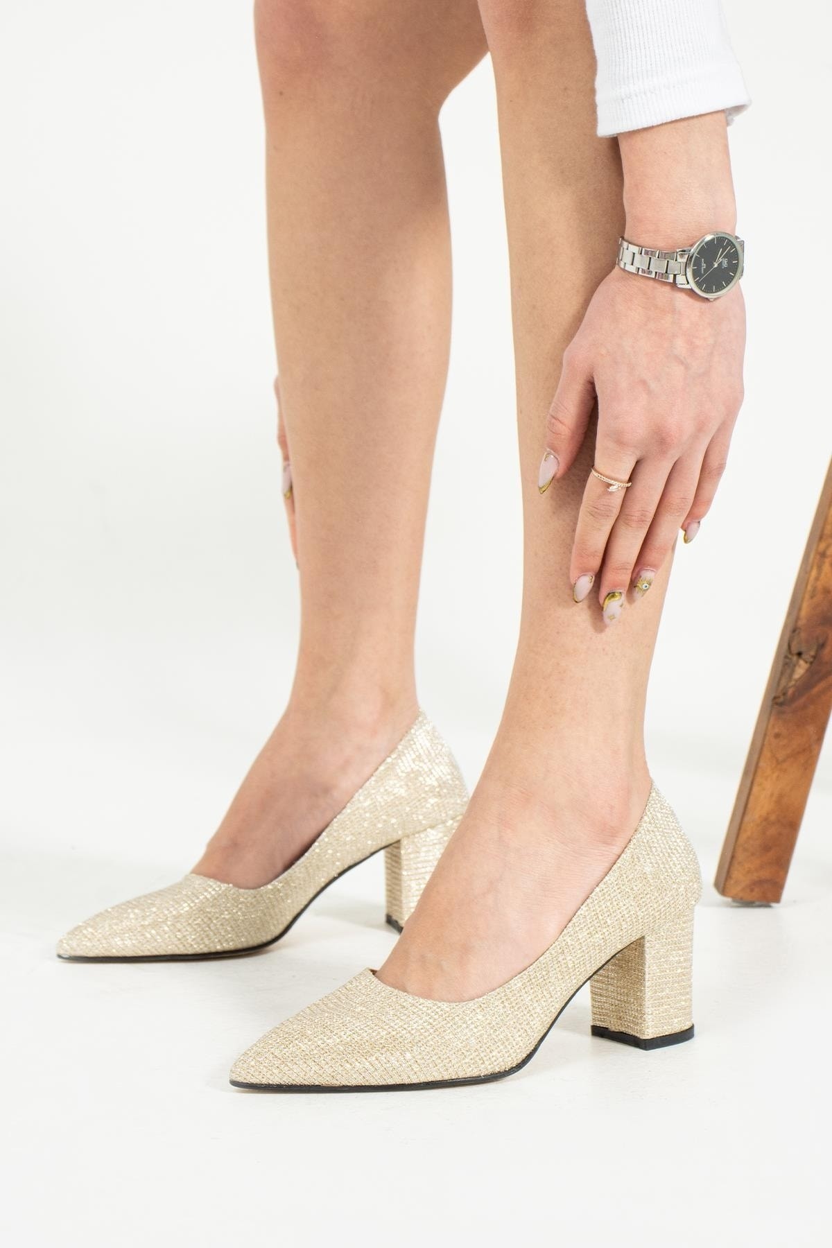 Tina Kadın Topuklu Abiye Ayakkabı - Altın