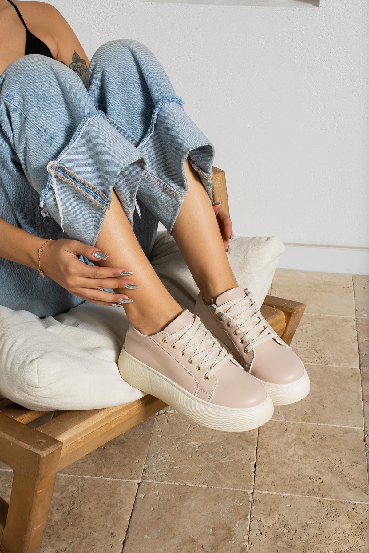 Candy Kadın Sneaker Bağcıklı ayakkabı - Vizon