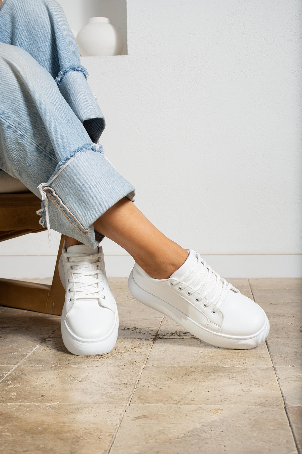 Candy Kadın Sneaker Bağcıklı ayakkabı - beyaz