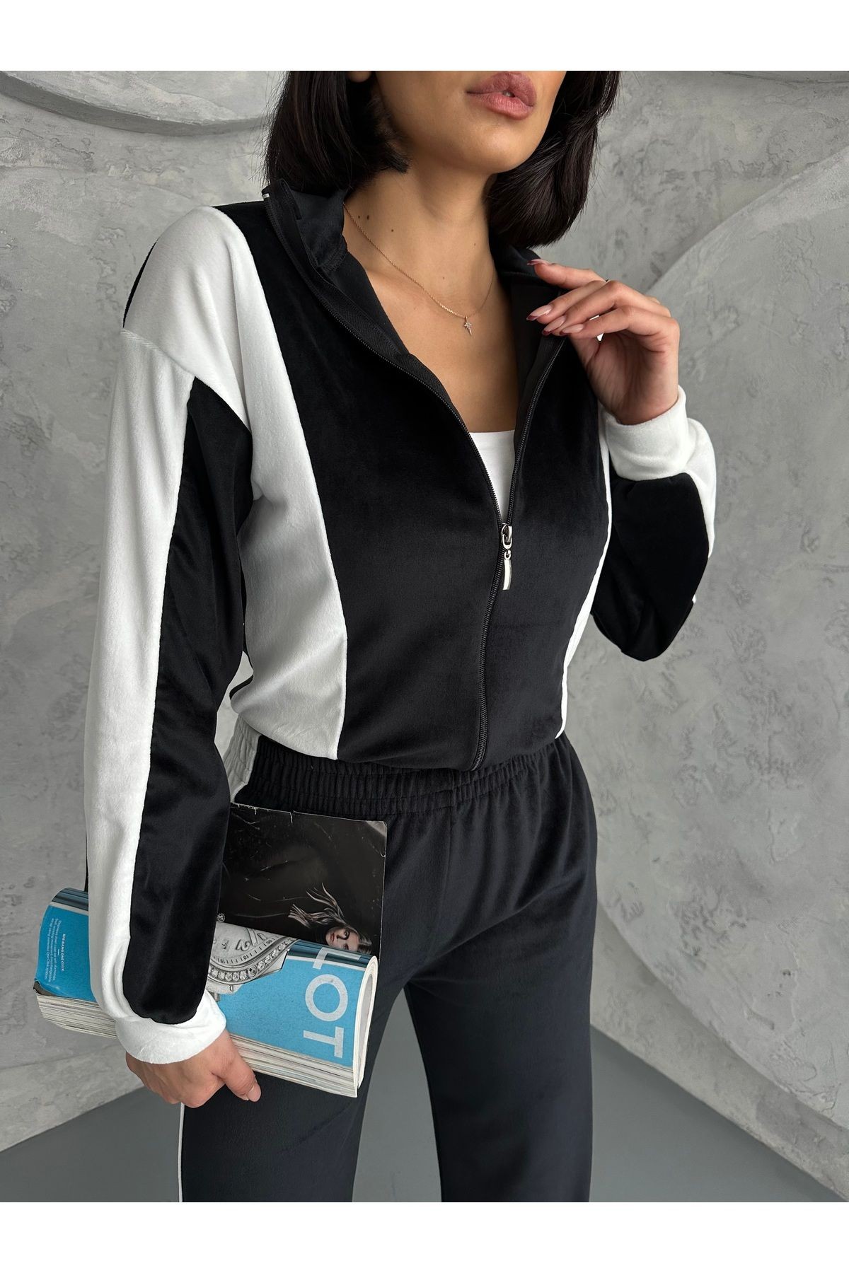 FRANSIZ KADİFE KUMAŞ EŞOFMAN TAKIM -  YUMUŞAK DOKULU COOL COMFORT