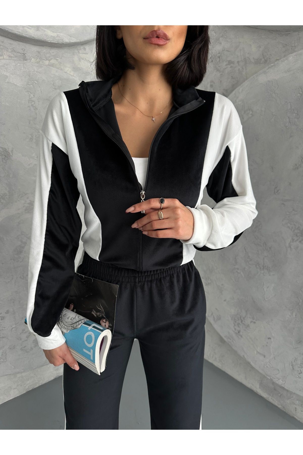 FRANSIZ KADİFE KUMAŞ EŞOFMAN TAKIM -  YUMUŞAK DOKULU COOL COMFORT