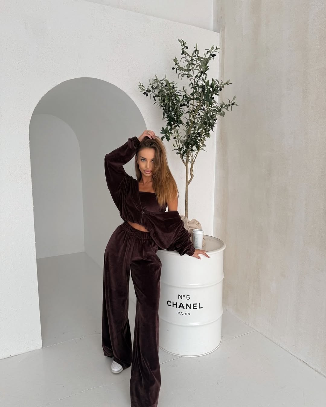 Fransız Kadife Kumaş 3'Lü Set Kadın Eşofman Takım Kapüşonlu Yumuşacık Kumaş