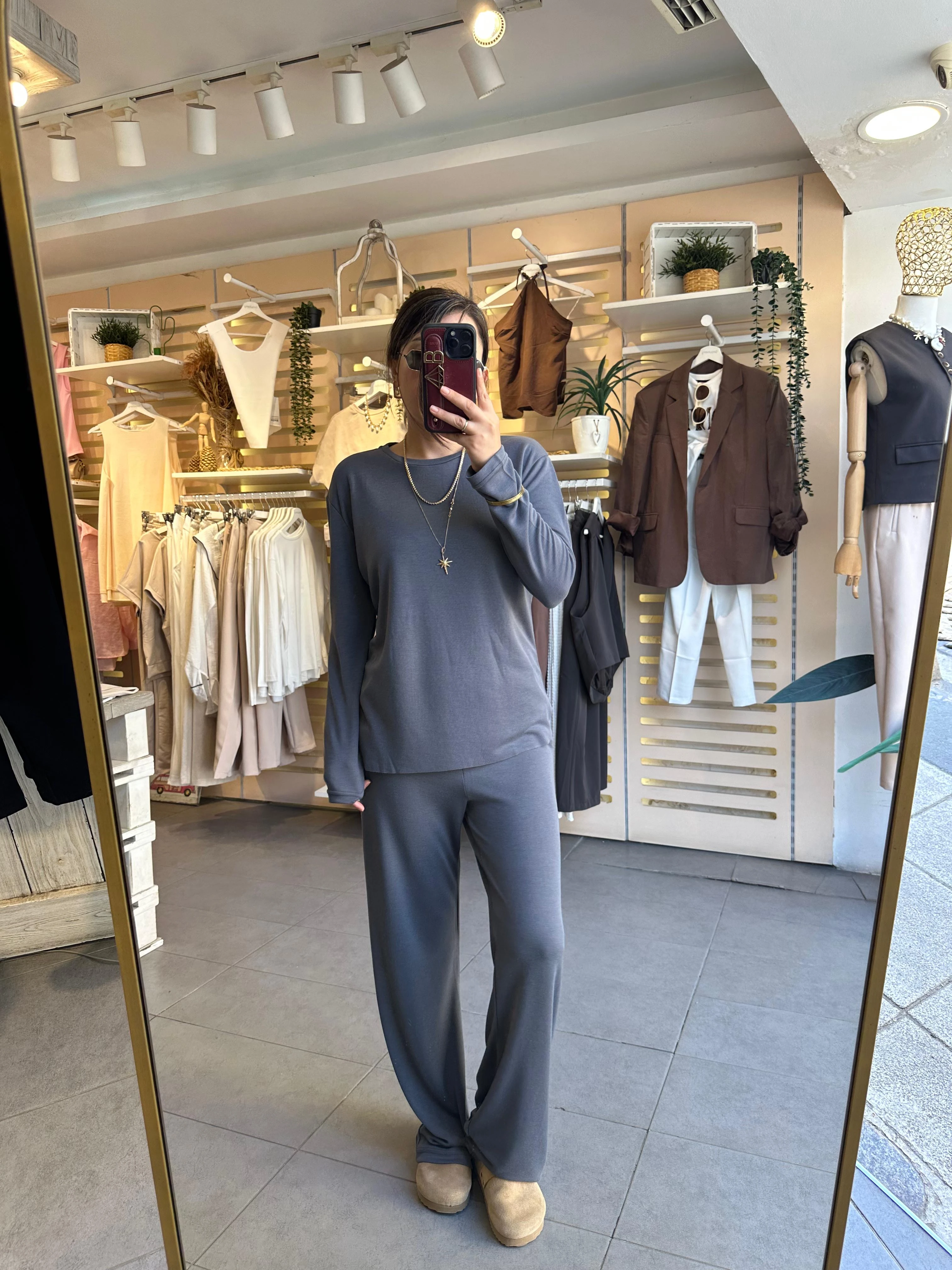 Pike Modal Kumaş Kadın Eşofman Takım Tiril Tiril Dökümlü İnce Kumaştır. Premium Kalite Pamuk Kumaş Antrasit