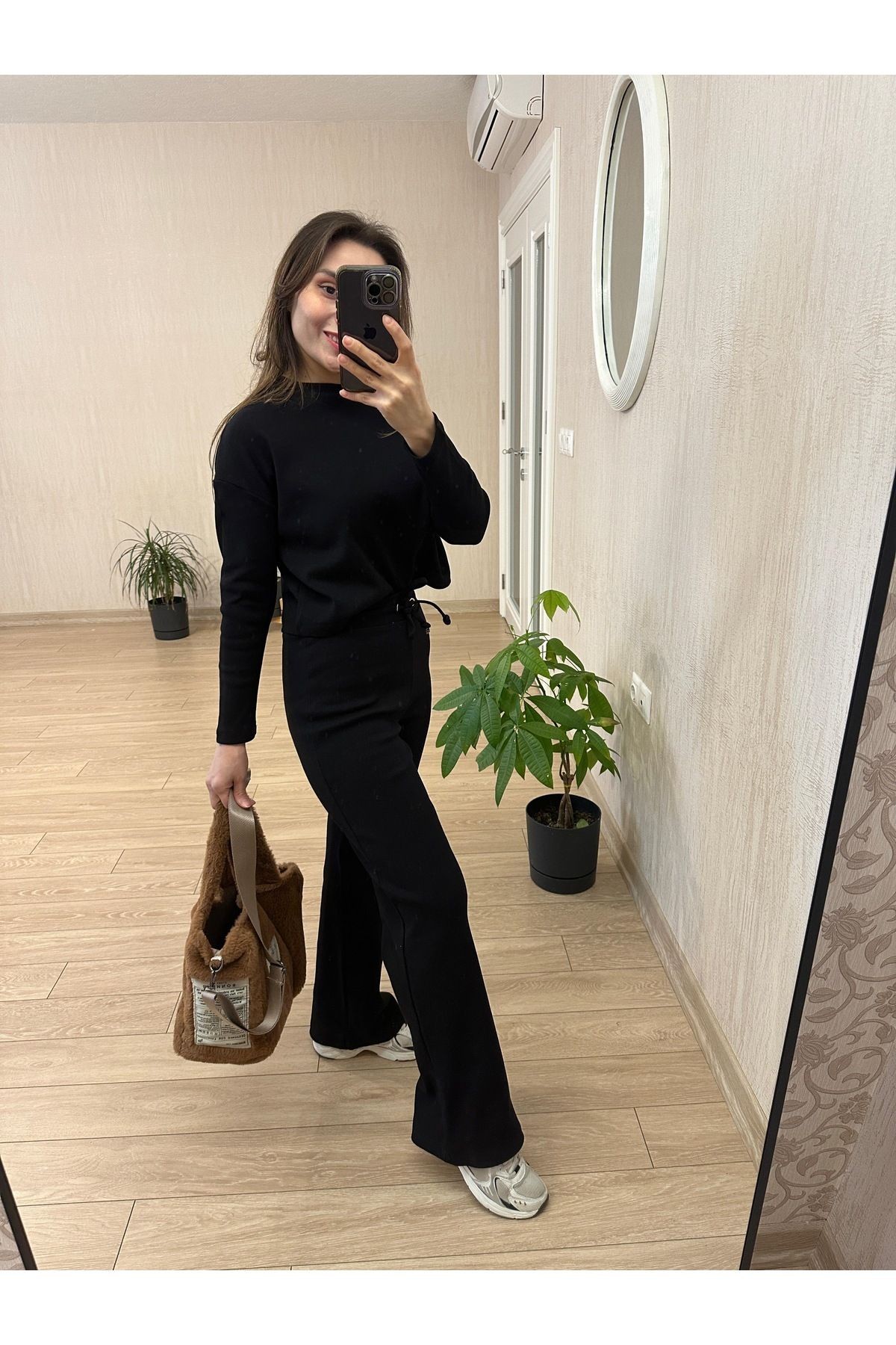 PAMUK ÖRME KAŞKORSE KUMAŞ TAKIM - PANTOLON & UZUN CROP