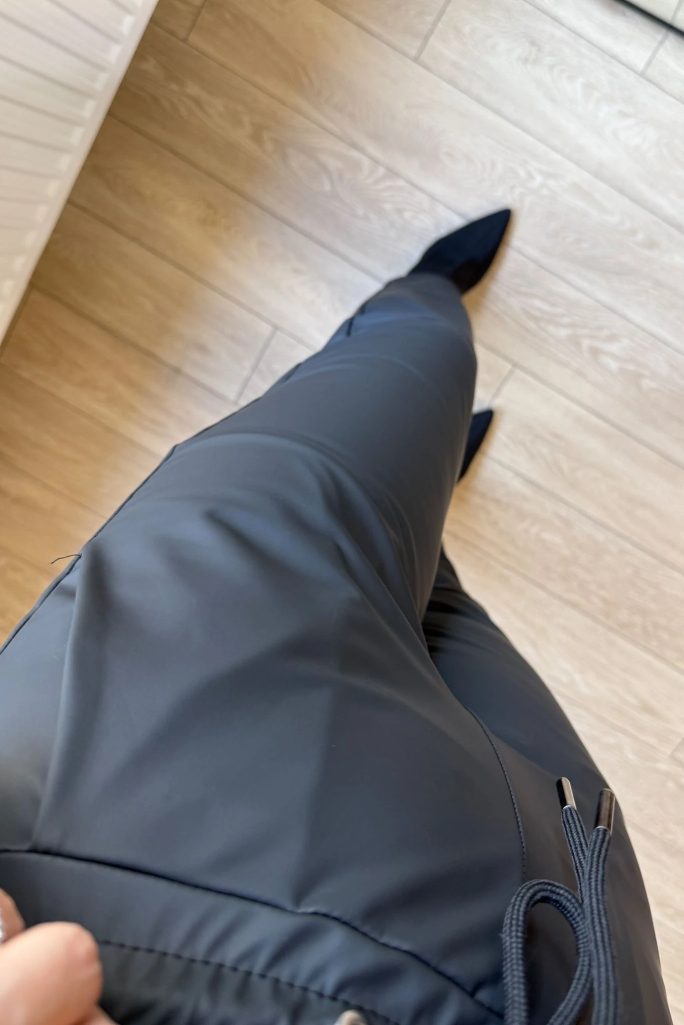 Siyah Deri Pantolon İçi Şardonlu Likralı Esnek Mat Deri