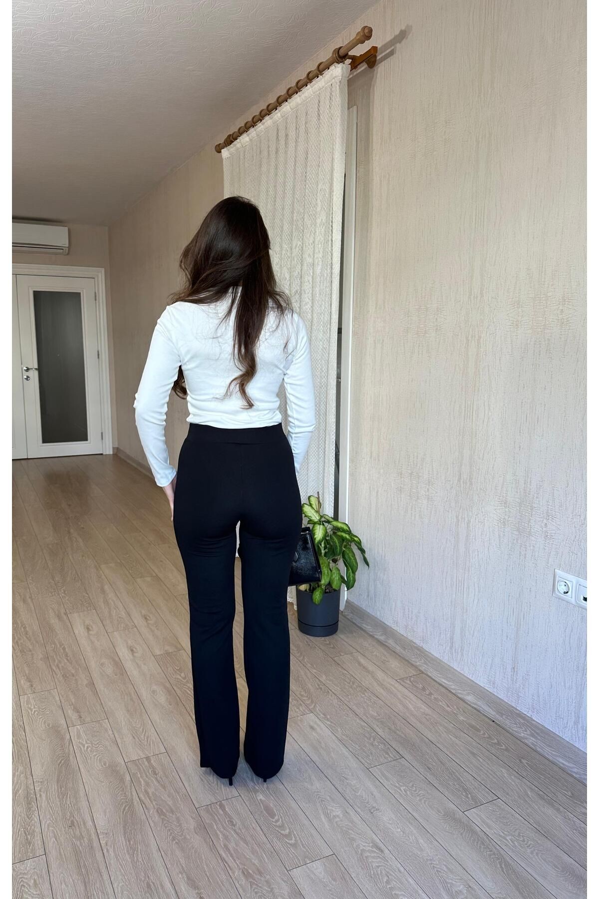 ÇIMALI PANTOLON ESNEK CREP KUMAŞ - TAM KALIP YÜKSEK BEL