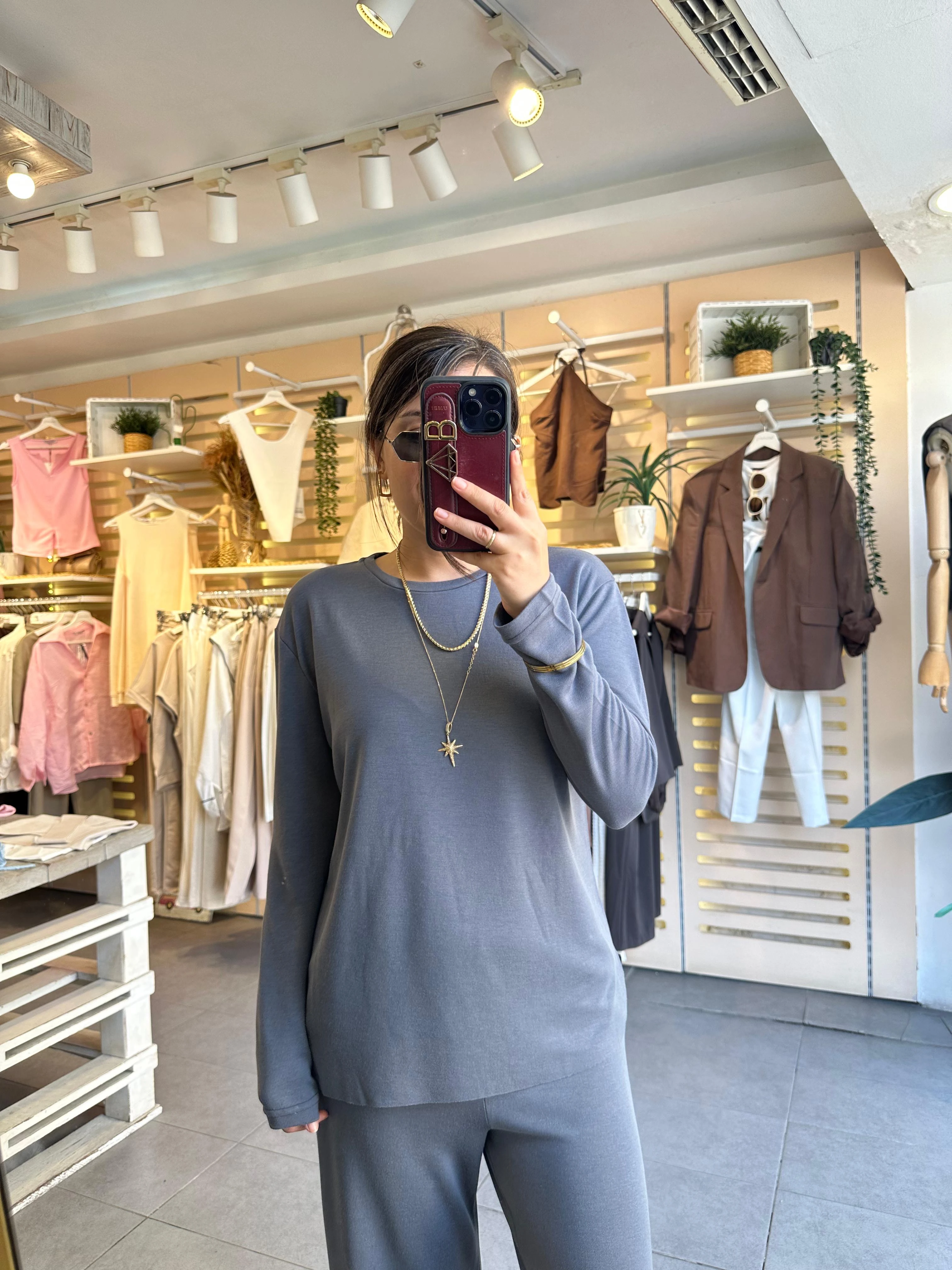 Pike Modal Kumaş Kadın Eşofman Takım Tiril Tiril Dökümlü İnce Kumaştır. Premium Kalite Pamuk Kumaş Antrasit