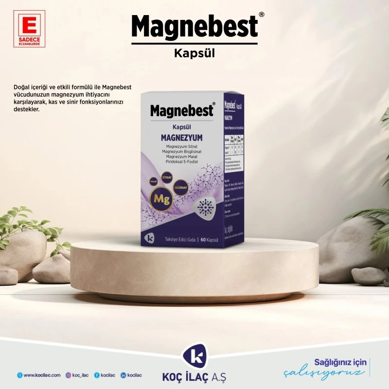 MAGNEBEST MAGNESİUM KAPSÜL 4 LÜ MAGNESİUM İÇERİR. MALATE CİTRATE BİSGLYNATE PRİDOXAL 5- PHOPHATE