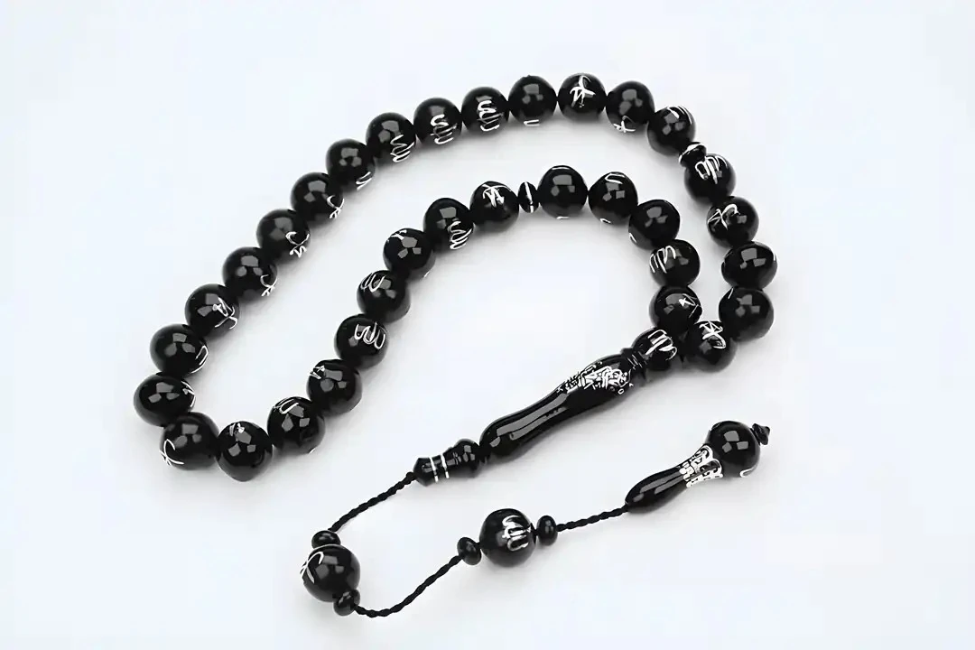 Oltu Taşı ALLAH MUHAMMET  Arapça El İşçiliği Tespih