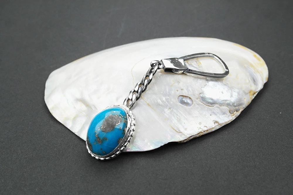 Firuze Taşlı Gümüş Anahtarlık