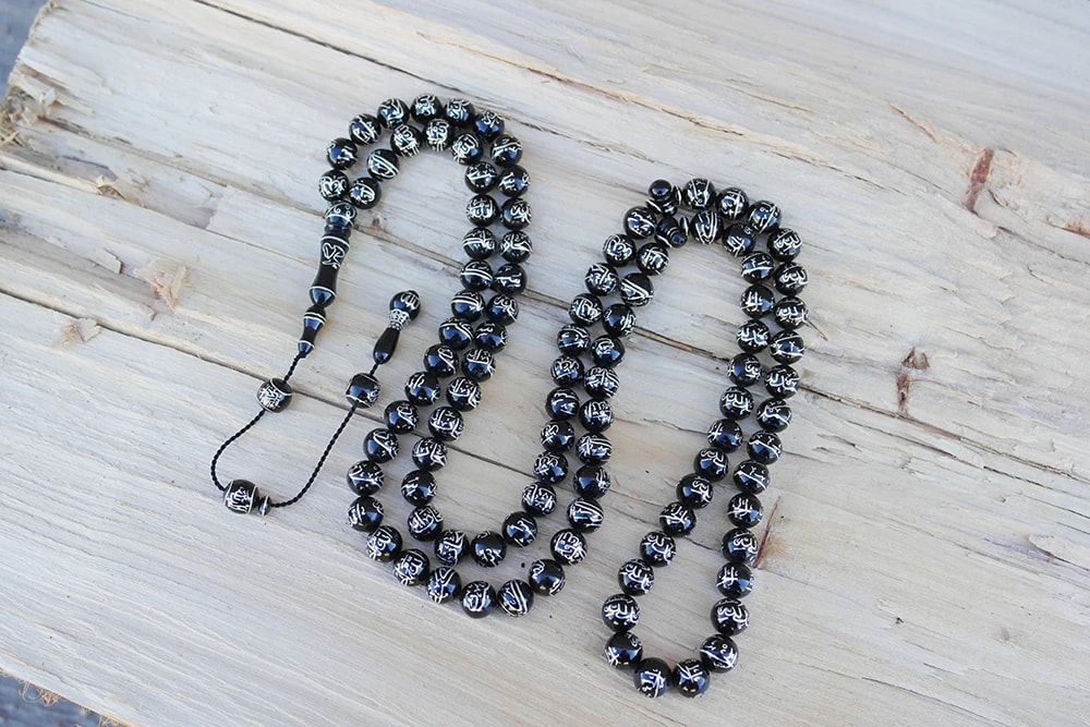 Oltu Taşı ESMAÜL HÜSNA  Arapça El İşçiliği  Namaz Tespihi